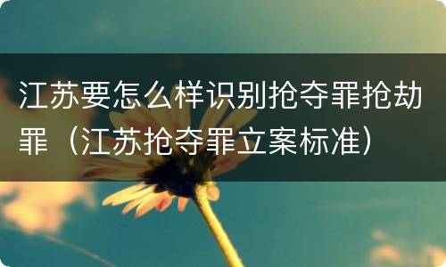 江苏要怎么样识别抢夺罪抢劫罪（江苏抢夺罪立案标准）