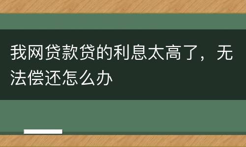 我网贷款贷的利息太高了，无法偿还怎么办