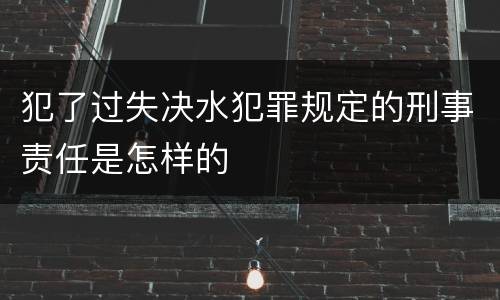 犯了过失决水犯罪规定的刑事责任是怎样的