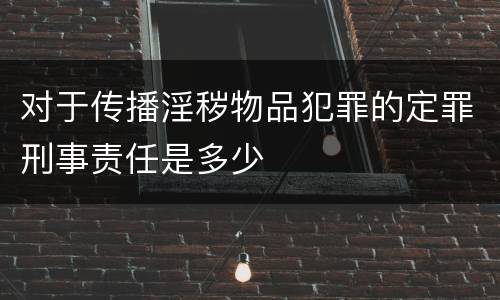 对于传播淫秽物品犯罪的定罪刑事责任是多少