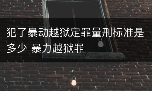 犯了暴动越狱定罪量刑标准是多少 暴力越狱罪