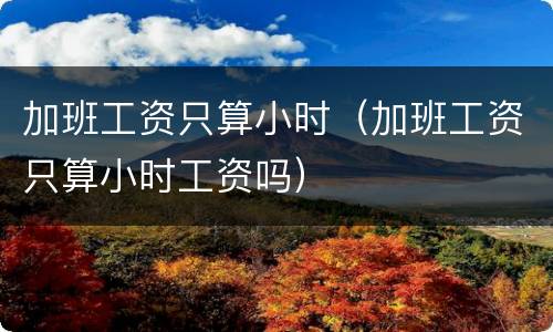 加班工资只算小时（加班工资只算小时工资吗）