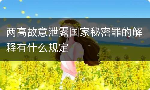 两高故意泄露国家秘密罪的解释有什么规定