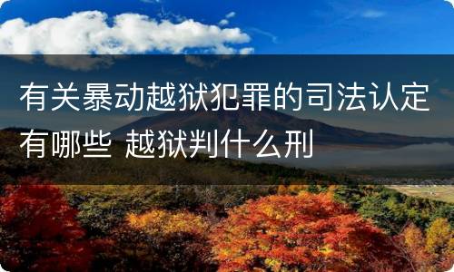 有关暴动越狱犯罪的司法认定有哪些 越狱判什么刑