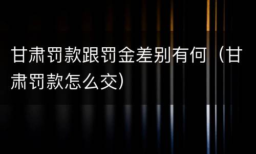甘肃罚款跟罚金差别有何（甘肃罚款怎么交）