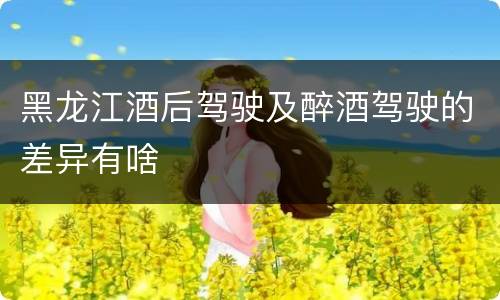 黑龙江酒后驾驶及醉酒驾驶的差异有啥