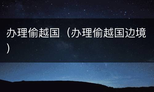 办理偷越国（办理偷越国边境）