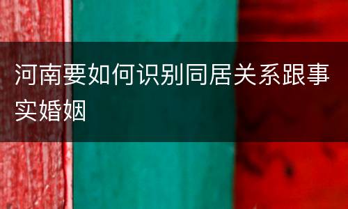 河南要如何识别同居关系跟事实婚姻