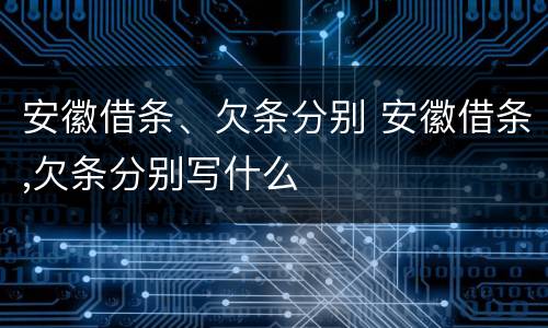 安徽借条、欠条分别 安徽借条,欠条分别写什么