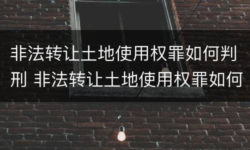 非法转让土地使用权罪如何判刑 非法转让土地使用权罪如何判刑的