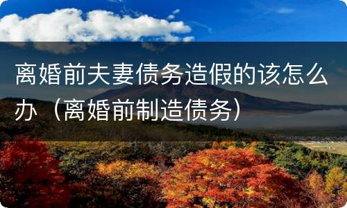 离婚前夫妻债务造假的该怎么办（离婚前制造债务）