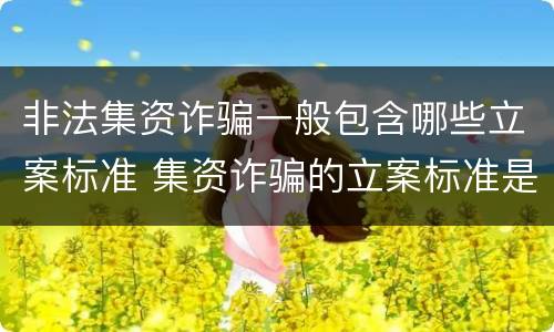 非法集资诈骗一般包含哪些立案标准 集资诈骗的立案标准是什么