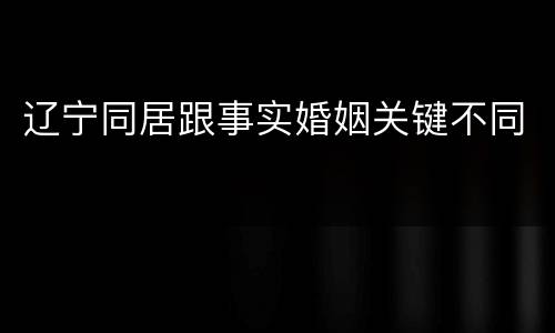 辽宁同居跟事实婚姻关键不同