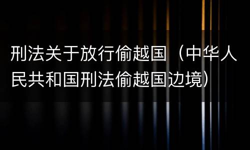 刑法关于放行偷越国（中华人民共和国刑法偷越国边境）