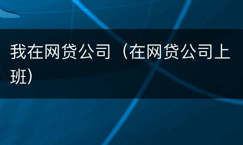 我在网贷公司（在网贷公司上班）