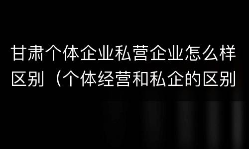 甘肃个体企业私营企业怎么样区别（个体经营和私企的区别）
