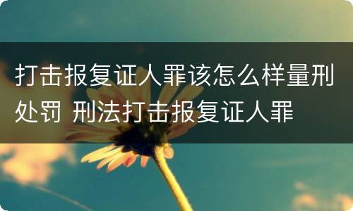 打击报复证人罪该怎么样量刑处罚 刑法打击报复证人罪