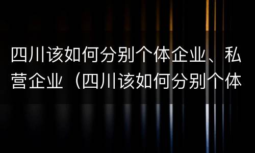 四川该如何分别个体企业、私营企业（四川该如何分别个体企业,私营企业）