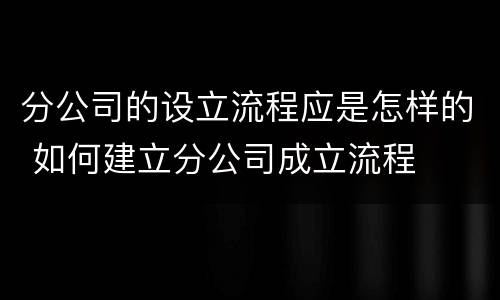 分公司的设立流程应是怎样的 如何建立分公司成立流程