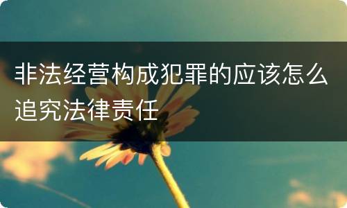 非法经营构成犯罪的应该怎么追究法律责任