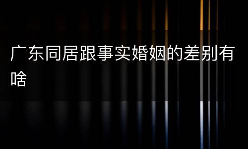 广东同居跟事实婚姻的差别有啥
