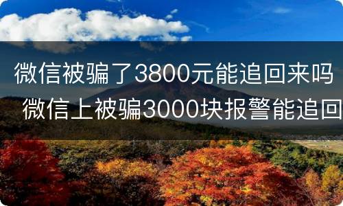 微信被骗了3800元能追回来吗 微信上被骗3000块报警能追回来吗?