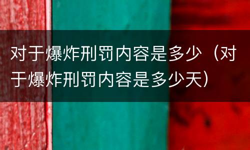 对于爆炸刑罚内容是多少（对于爆炸刑罚内容是多少天）