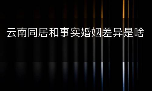 云南同居和事实婚姻差异是啥