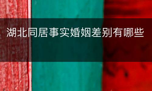 湖北同居事实婚姻差别有哪些