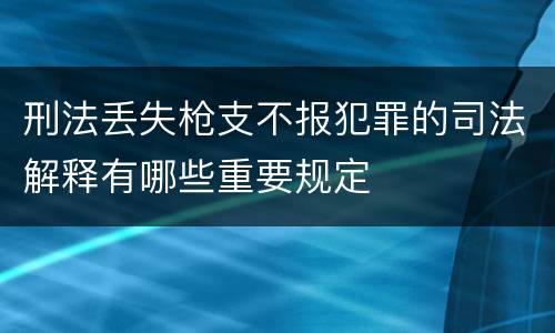 刑法丢失枪支不报犯罪的司法解释有哪些重要规定