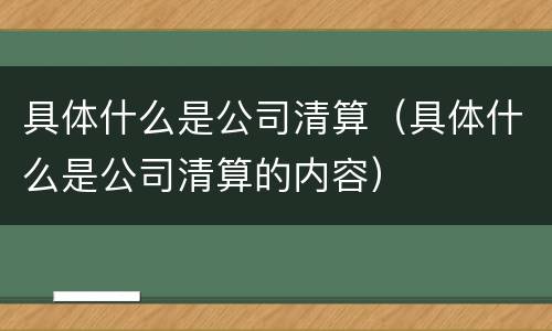 具体什么是公司清算（具体什么是公司清算的内容）