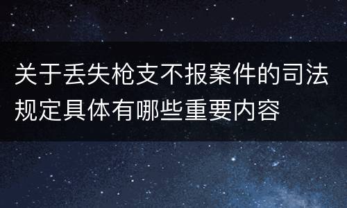 关于丢失枪支不报案件的司法规定具体有哪些重要内容