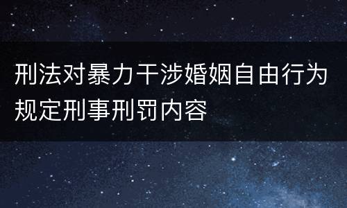 刑法对暴力干涉婚姻自由行为规定刑事刑罚内容