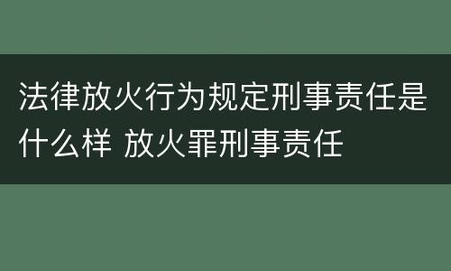 法律放火行为规定刑事责任是什么样 放火罪刑事责任