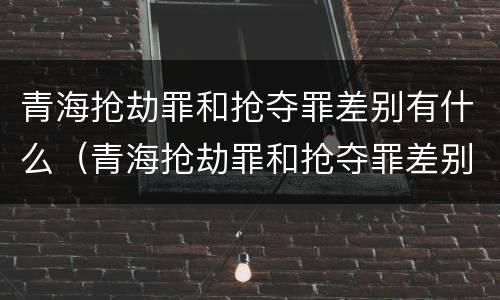 青海抢劫罪和抢夺罪差别有什么（青海抢劫罪和抢夺罪差别有什么区别）
