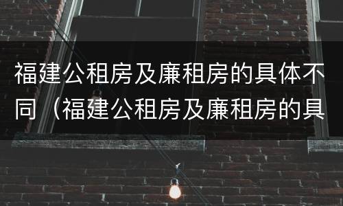 福建公租房及廉租房的具体不同（福建公租房及廉租房的具体不同点）