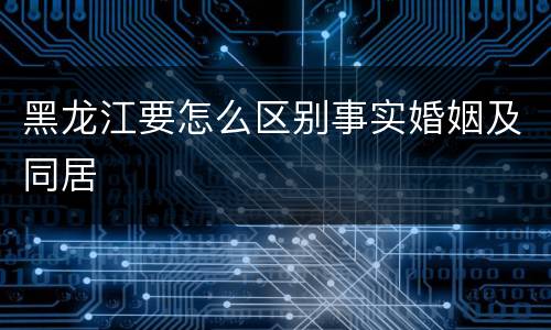 黑龙江要怎么区别事实婚姻及同居