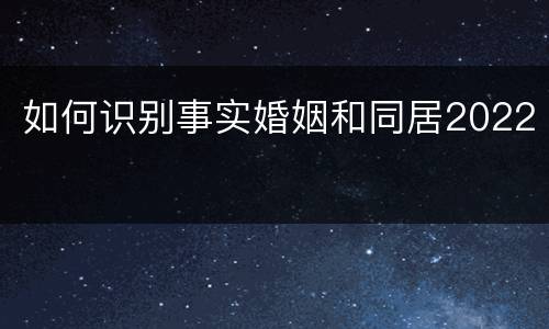 如何识别事实婚姻和同居2022