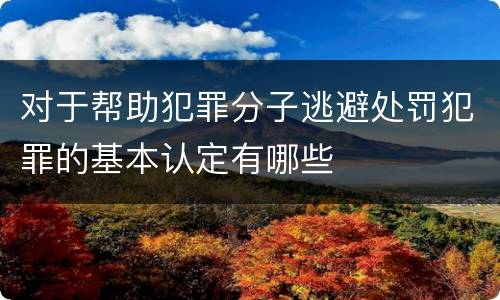 对于帮助犯罪分子逃避处罚犯罪的基本认定有哪些