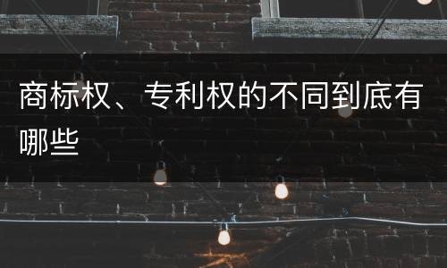 商标权、专利权的不同到底有哪些