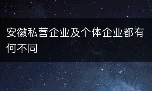 安徽私营企业及个体企业都有何不同