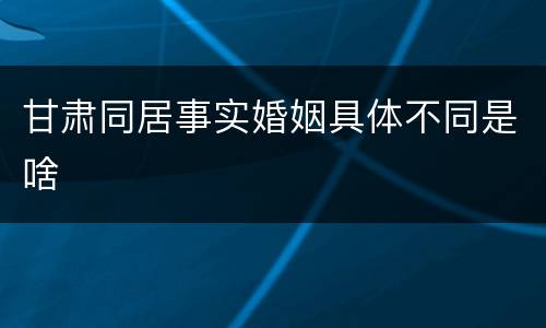 甘肃同居事实婚姻具体不同是啥