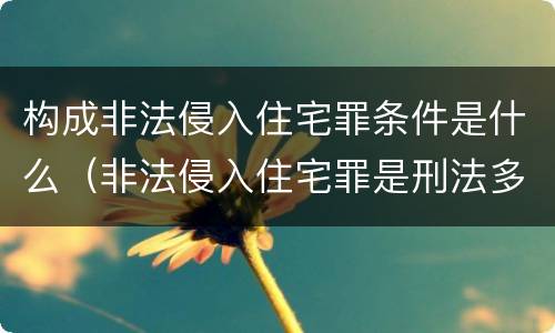 构成非法侵入住宅罪条件是什么（非法侵入住宅罪是刑法多少条）