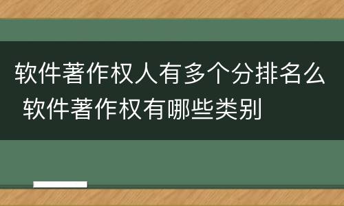 软件著作权人有多个分排名么 软件著作权有哪些类别