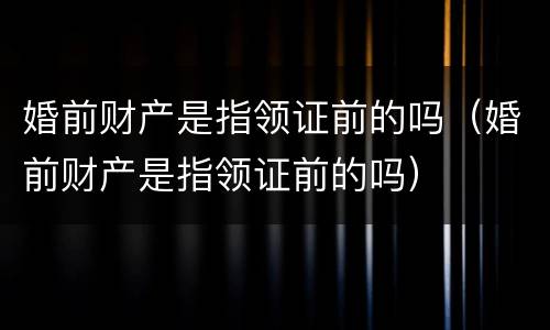 婚前财产是指领证前的吗（婚前财产是指领证前的吗）