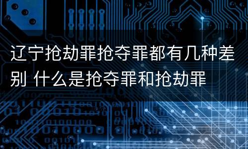 辽宁抢劫罪抢夺罪都有几种差别 什么是抢夺罪和抢劫罪
