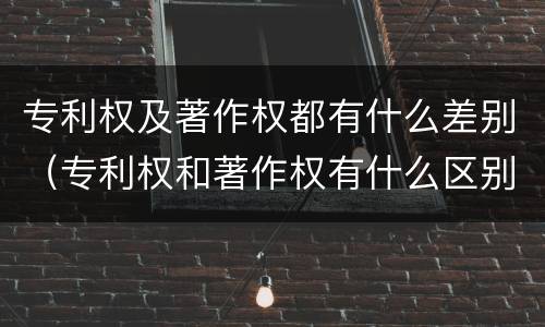 专利权及著作权都有什么差别（专利权和著作权有什么区别）