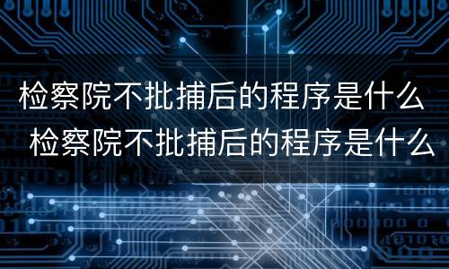检察院不批捕后的程序是什么 检察院不批捕后的程序是什么意思