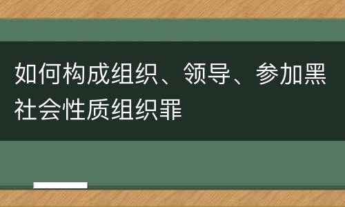 如何构成组织、领导、参加黑社会性质组织罪