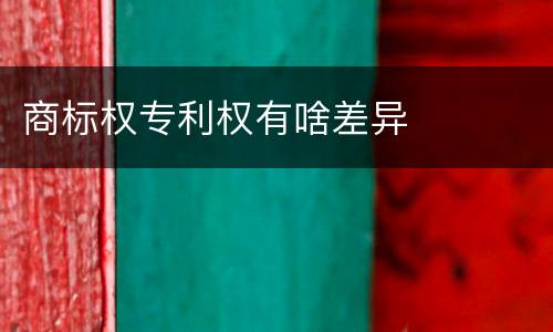 商标权专利权有啥差异